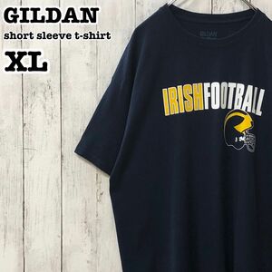 ギルダン US アメリカ古着 英字 フットボール プリント 半袖Tシャツ XL