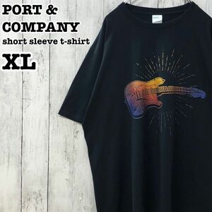 PORT&COMPANY US アメリカ古着 エレキギター プリント 半袖Tシャツ XL