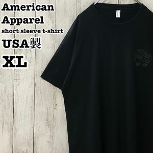 American Apparel USA製 アメリカ古着 MOONALICE ミュージック プリント 半袖Tシャツ XL