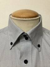 ORIHICA オリヒカ 半袖 ボタンダウン シャツ M ノンアイロン グレー チェック ビジネス ドレス ワイシャツ xpv _画像3