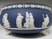 ④WEDGWOOD ウェッジウッド ジャスパー ポートランドブルー コンポート　口径約20cm★未使用品 美品 Wedgwood 3つ足ボウル 脚付盛鉢 大型_画像9