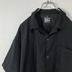 無印良品 ワントーン 楊柳調 ポケット 開襟 オーブンカラー スクエアカット 半袖 シャツ 古着 ブラック XLの画像1
