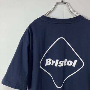 F.C.R.B Bristol エフシーレアルブリストル ロゴ プリント クルーネック 半袖 Tシャツ 古着 ネイビー XL