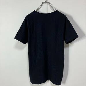 SCOTCH&SODA スコッチアンドソーダ 立体 ジャガード ポケット クルーネック ラグラン 半袖 Tシャツ 古着 ネイビー Mの画像3