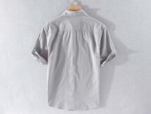 新入荷 半袖シャツ　夏服　カジュアルシャツ　サマーシャツ　コットンシャツ　トップス ダークグレー　L_画像9