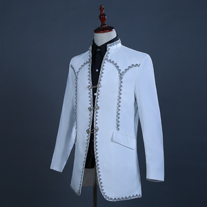  new arrival top and bottom 2 point set .. suit costume play clothes .. white ( white ) tuxedo stage costume outer garment trousers M L-3XL musical performance . presentation production chairmanship 