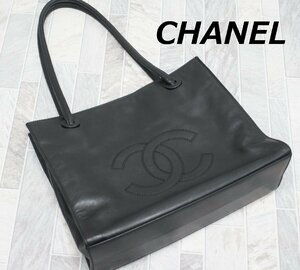 CHANEL シャネル トートバッグ　ショルダーバッグ　デカココ　ラムスキン　ブラック　黒　カード　シール付　ビジネス　ユニセックス