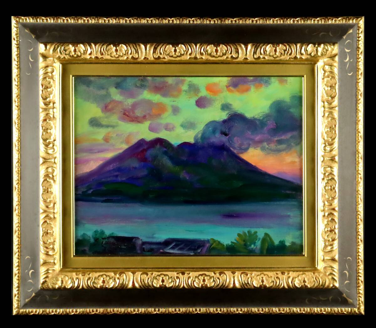 Autenticidad garantizada Shigekichi Tanaka Sakurajima (Amanecer) Pintura al óleo No. 6 1989 Miembro fundador de Sogenkai [L24 Now], cuadro, pintura al óleo, Naturaleza, Pintura de paisaje