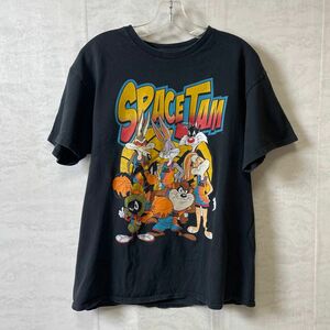 Tシャツ 半袖 半袖Tシャツ プリントTシャツ アニメ　スペースジャム　バックスバニー　タスマニアデビル　サイズL 黒メンズ古着