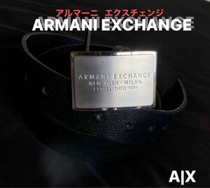 ARMANI EXCHANGE/アルマーニ エクスチェンジ スクエアバックル 本革ベルト 正規USED品 