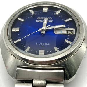 【7377】現状稼働品 SEIKO セイコー 5ACTUS ファイブアクタス 7019-7350 自動巻き 青文字盤 メンズ腕時計の画像2