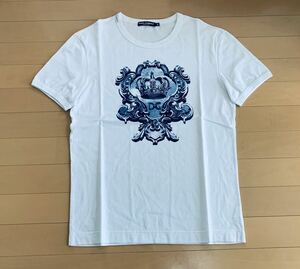 ドルチェ&ガッバーナ DG 白 エンブレム フロントDGロゴ デザイン クルーネック Tシャツ カットソー 綺麗