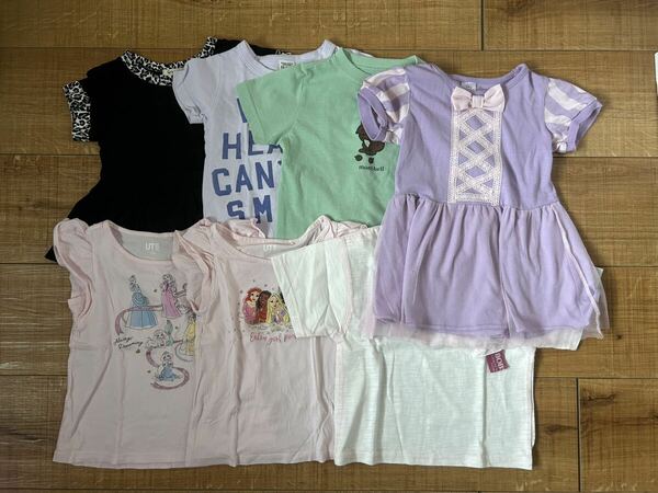 色柄色々 ベビー服 子供服7点セット サイズ100 半袖Tシャツ トップス ワンピース Disney ディズニープリンセス ユニクロ ボブソン モンベル