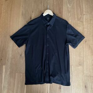 送料無料 ユニクロ セオリー エアリズム スリムフィット フルオープンポロシャツ 大きいサイズ XL 半袖シャツ ブラック Theory UNIQLO の画像3