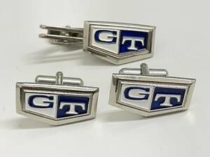  Skyline GT Logo necktie pin cuffs 3 point set Nissan Skyline that time thing used 