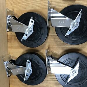 【未使用】【4個セット】【自在】HAMMER CASTER ハンマー キャスター 425E 150 【高さ175ｍｍ】車輪 台車 カゴ 【ストッパー付き】の画像3