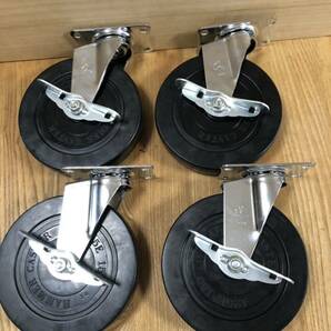 【未使用】【4個セット】【自在】HAMMER CASTER ハンマー キャスター 425E 150 【高さ175ｍｍ】車輪 台車 カゴ 【ストッパー付き】の画像1