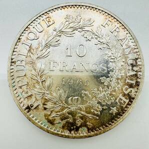 10FRANCS 1965 フランス 外国銀貨 25ｇ LIBERTE EGALITE FRATERNITE 保管品 変色有り 貨幣 古銭 ヨーロッパ アンティーク コイン 3598の画像1