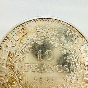 10FRANCS 1965 フランス 外国銀貨 25ｇ LIBERTE EGALITE FRATERNITE 保管品 変色有り 貨幣 古銭 ヨーロッパ アンティーク コイン 3598の画像2