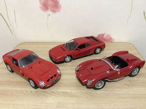 送料無料　1/18 フェラーリ 250テスタロッサ GTO ミニカーセット ホットウィール ブラーゴ HOTWHEELS BURAGO FERRARI TESTAROSSA 九車