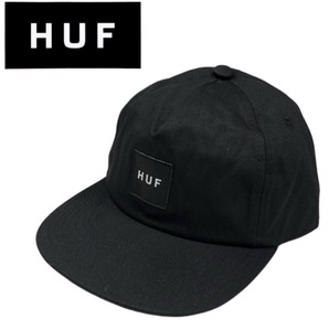 ハフ キャップ 帽子 HT00714 コットン素材 ブラック ワンサイズ ボックスロゴ フラットバイザー ユニセックス HUF SET BOX SNAPBACK 新品の画像1