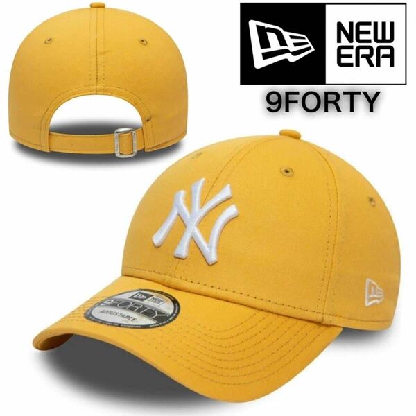 ニューエラ キャップ 帽子 9FORTY 940 コットン素材 ヤンキース イエロー バックル仕様 NEWERA 9FORTY LEAGUE BASIC CAP 新品