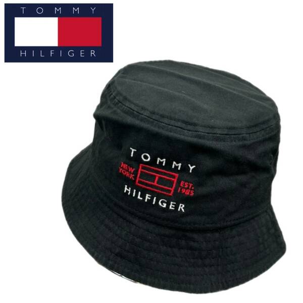 トミーヒルフィガー 帽子 バケットハット 69J9658 コットン素材 刺繍ロゴ ブラック ワンサイズ TOMMY HILFIGER MENS JEFF BUCKET HAT 新品