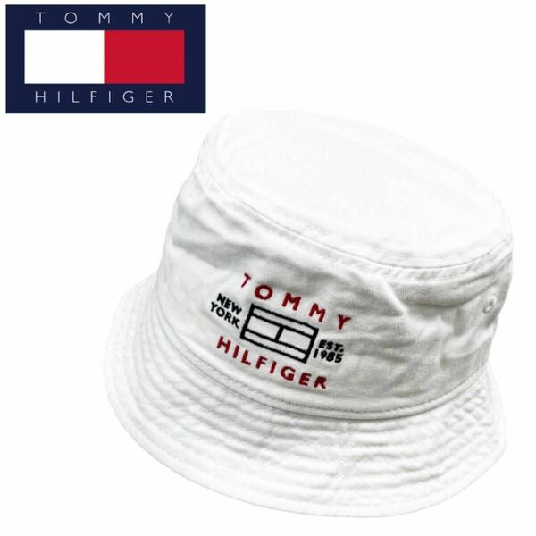 トミーヒルフィガー 帽子 バケットハット 69J9658 コットン素材 刺繍ロゴ ホワイト ワンサイズ TOMMY HILFIGER MENS JEFF BUCKET HAT 新品