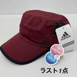 新品51403 adidasアディダス　カレッジレッド黒パイピング　　キャップ　野球帽　吸汗速乾　帽子　手洗い可能　メンズジュニアフリーサイズ