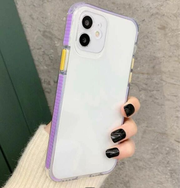 iPhone13ケース ソフトケース 紫 透明 クリア 新品 韓国