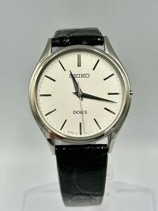 【稼働】【ジャンク】SEIKO DOLCE セイコー 腕時計 クォーツ メンズ シルバー文字盤 電池式 ステンレス DC75AW 17 8J41-OAJ1 430208