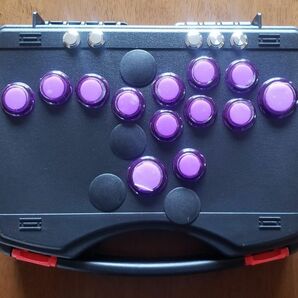 レバーレスコントローラー　パープル　紫ボタン　自作　ヒットボックス風　アタッシュケース型　持ち運びに便利