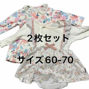 2枚セット　長袖ラップワンピース　コンビミニ　combi mini 女の子 長袖　おむつが見えない　春服　薄手