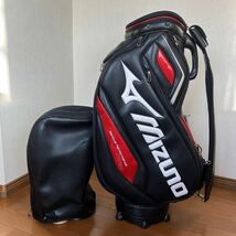 AB-155 Mizuno ミズノ キャディバッグ ゴルフバッグ 中古 ブラック×レッド×ホワイト カート型 5分割 全国送料無料_画像4