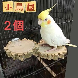 2個セット小鳥止まり木　鳥オモチャ　円形止まり木金具付きキンカ鳥文鳥インコ　小動物ハムスター踏み台　