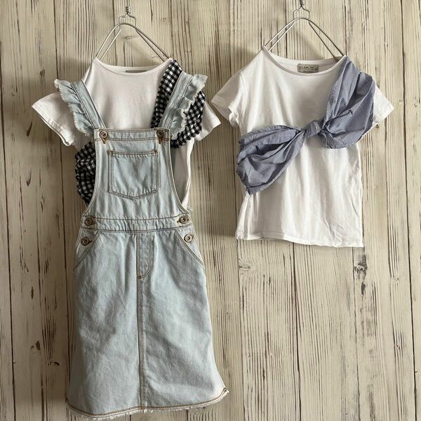 ３枚セット　ZARA １２２　デニムワンピース　半袖リボンTシャツ２枚