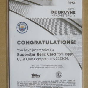 2023-24 TOPPS UEFA CLUB COMPETITIONS SUPERSTAR RELIC CARD KEVIN DE BRUYNE BLUE 67/99 ジャージの画像2