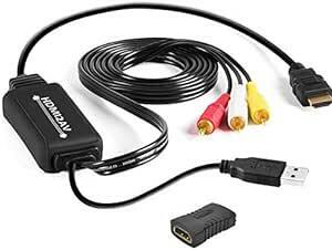 Iseebiz HDMIをコンポジットへ変換 HDMI-AV変換アダプター 車載用対応 HDMI to RCA/AV/コンポジット