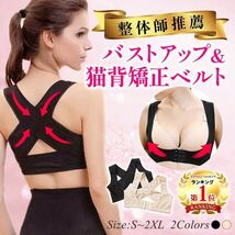 15黒XL/ 猫背矯正ベルト 女性 下着 姿勢矯正 バストアップブラ グッズ 巻き肩 背筋矯正ベルト 背中サポーター 猫背を治す方法 肩こり解消_画像1