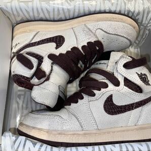 国内正規中古品 NIKE AIR JORDAN 1 HIGH OG PS A MA MANIERE SAIL BURGUNDY ナイキ エア ジョーダン アママニエール マニエール 18cmの画像1