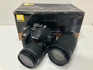 【O49795】Nikon ニコン 一眼レフカメラ D5300 AF-P18-55VR＋AF-P70-300VR Kit BLACK 中古現状品