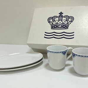 【N49627】ROYAL COPENHAGEN ロイヤルコペンハーゲン 食器セット プレート2枚 カップ2点 箱付き 中古品 現状品の画像1