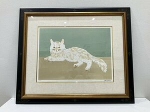 Art hand Auction 【I45575】藤田嗣治 ｢白い猫｣ 211/300 絵画 リトグラフ 美術品 中古, 美術品, 版画, 石版画, リトグラフ