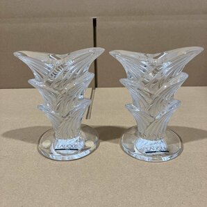 【G60127】LALIQUE ラリック ブジョワール バニアン キャンドル スティック ペア クリスタルの画像1