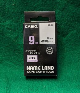 未使用 ラベルライタ- カシオ NAMELAND XR-9X 透明に黒文字 ネ-ムランド 純正 テ-プ 9mm送料全国一律ゆうメール１８０円