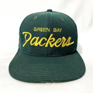 ■ 90s 90年代 USA製 ビンテージ NFL Packers パッカーズ 刺繍ロゴ スナップバック ウール キャップ ONE SIZE アメフト スポーツ 観戦 ■