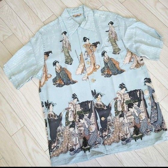 サンサーフ SUNSURF 和柄 レトロ柄 舞妓アロハシャツ M レトロアロハシャツ ヴィンテージアロハシャツ アロハシャツ