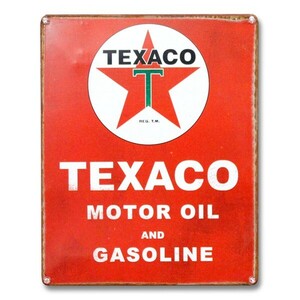 コレクティブルメタルサイン「TEXACO MOTOR OIL テキサコ モーターオイル」 #10075 ブリキ看板 アメリカ雑貨