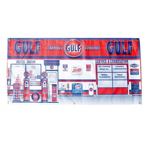 Art hand Auction Баннер для гаража Gulf Service Gulf Service, 60 см x 120 см, рекламный баннер, гобелен, настенный дисплей A, Изделия ручной работы, интерьер, разные товары, панель, Гобелен