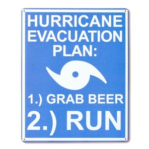 看板 メタルサイン 「HURRICANE EVACUATION PLAN」 #98492 縦38cm×横30.5cm ハリケーン避
